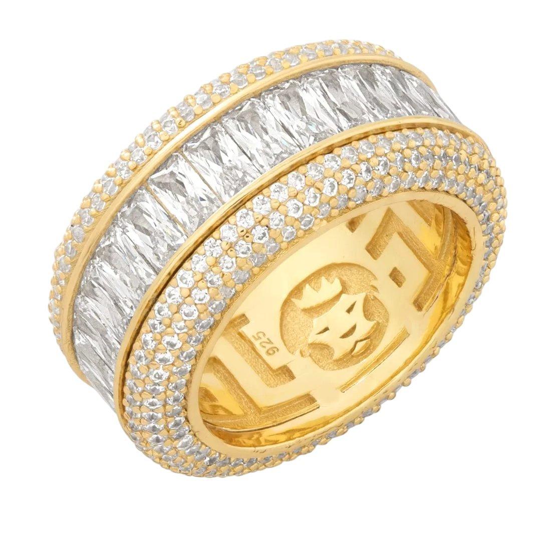 King Ice Baguette-Cut Icy Spinner Ring - Gold - GOLD